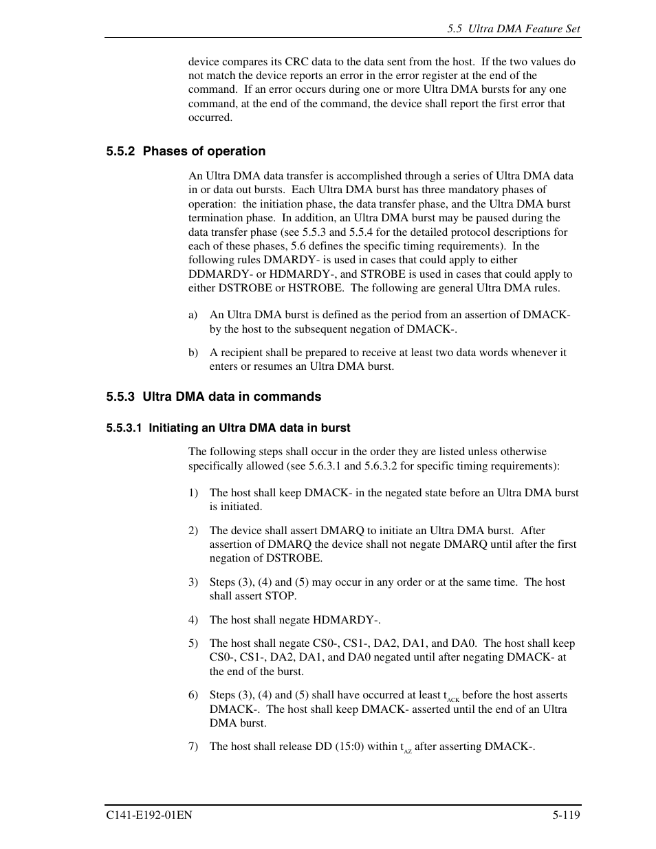 2 phases of operation, 3 ultra dma data in commands | FUJITSU MHT2060AT User Manual | Page 193 / 256