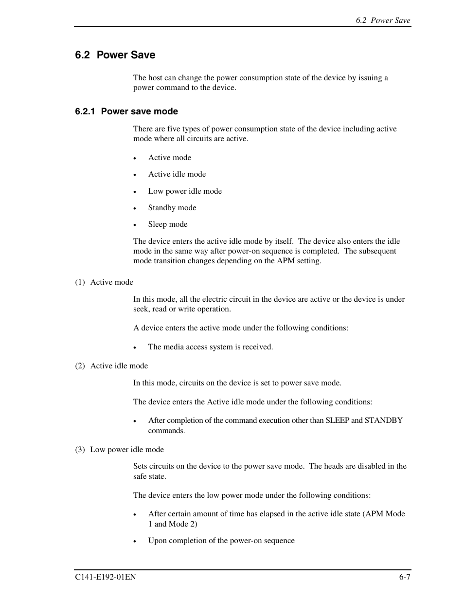2 power save, 1 power save mode | FUJITSU MHT2060AT User Manual | Page 227 / 256
