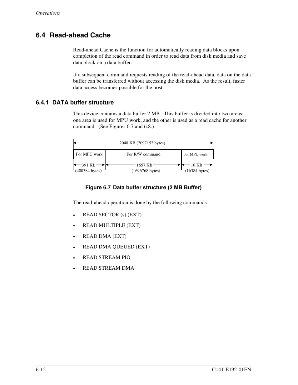 4 read-ahead cache, 1 data buffer structure | FUJITSU MHT2060AT User Manual | Page 232 / 256