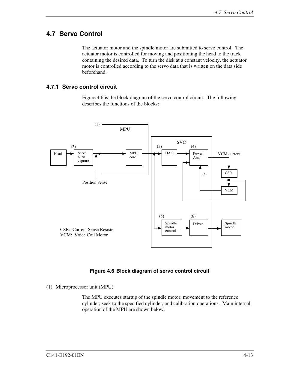 7 servo control, 1 servo control circuit | FUJITSU MHT2060AT User Manual | Page 65 / 256