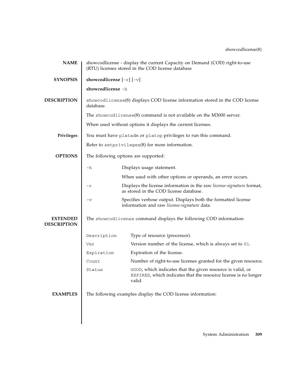 Showcodlicense | FUJITSU M8000 User Manual | Page 331 / 518