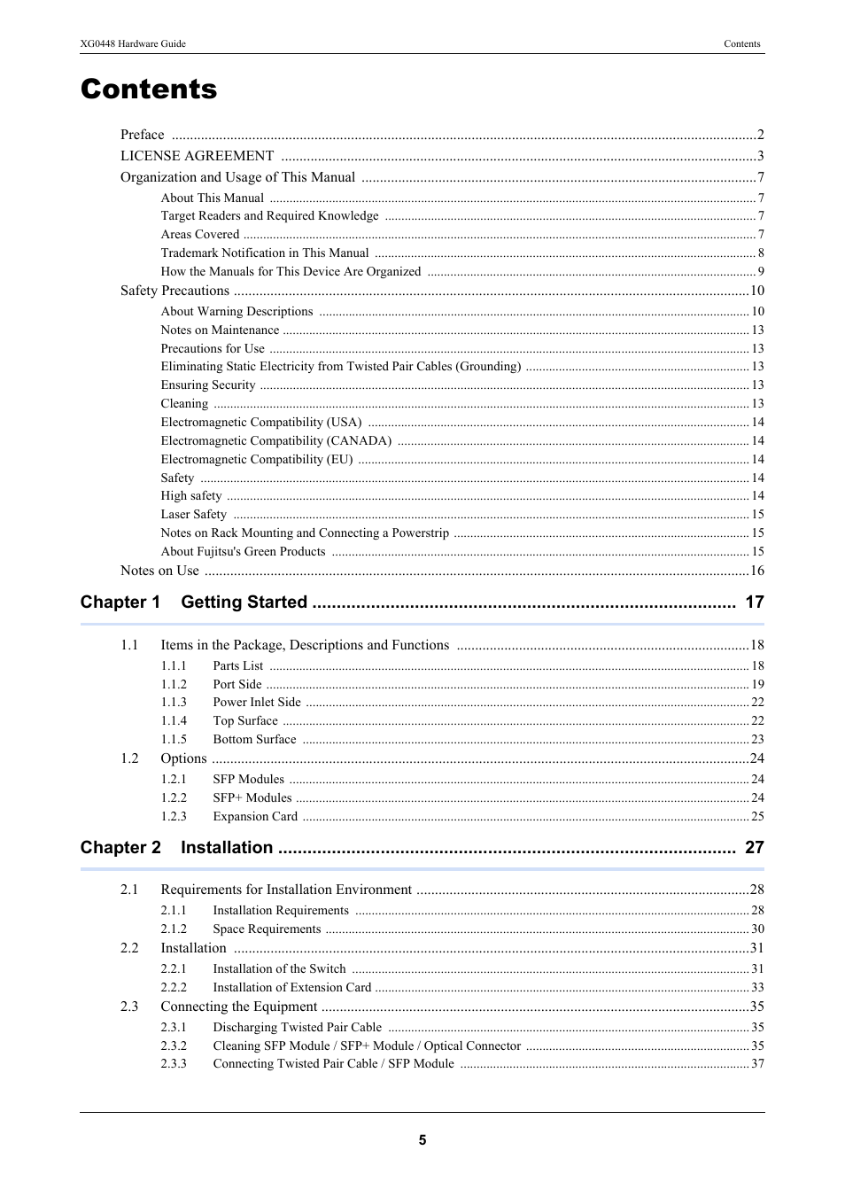 FUJITSU XG0448 User Manual | Page 5 / 49