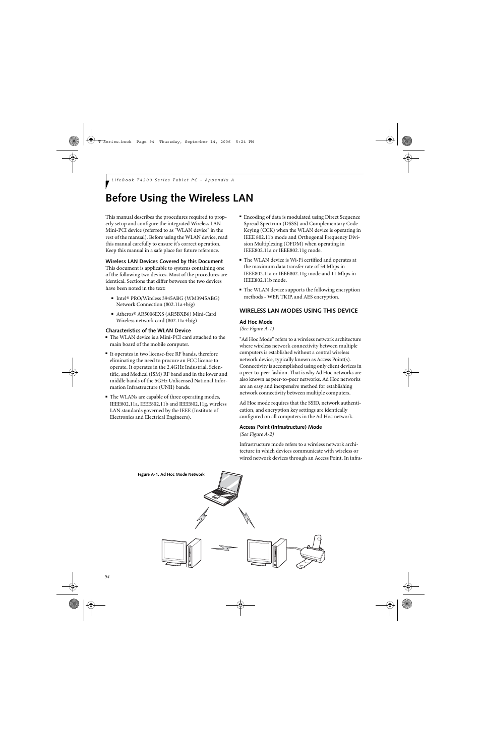 Before using the wireless lan | FUJITSU T4215 User Manual | Page 102 / 136