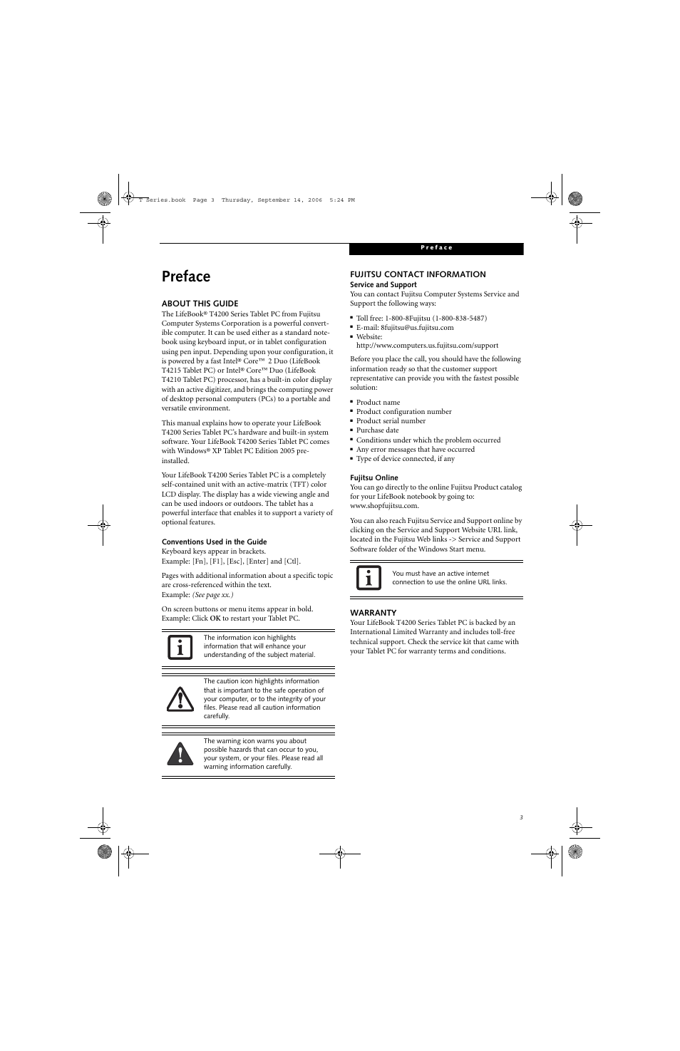 Preface | FUJITSU T4215 User Manual | Page 11 / 136