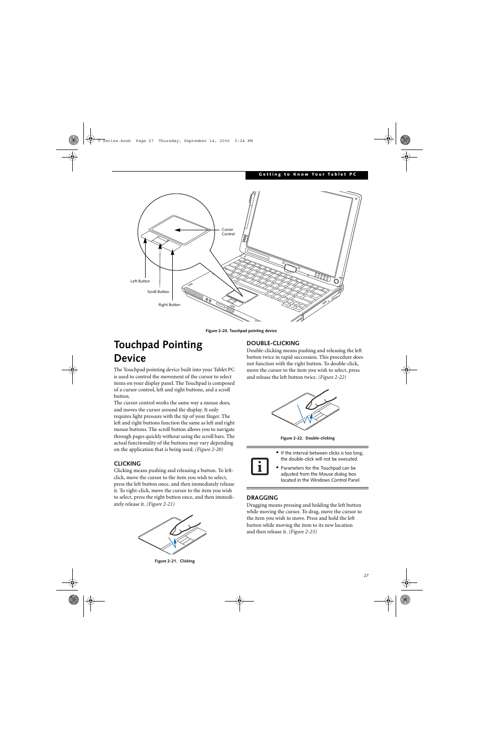 Touchpad pointing device | FUJITSU T4215 User Manual | Page 35 / 136