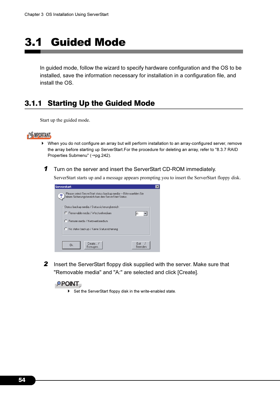 1 guided mode, 1 starting up the guided mode | FUJITSU Primergy RX200 S2 User Manual | Page 54 / 307