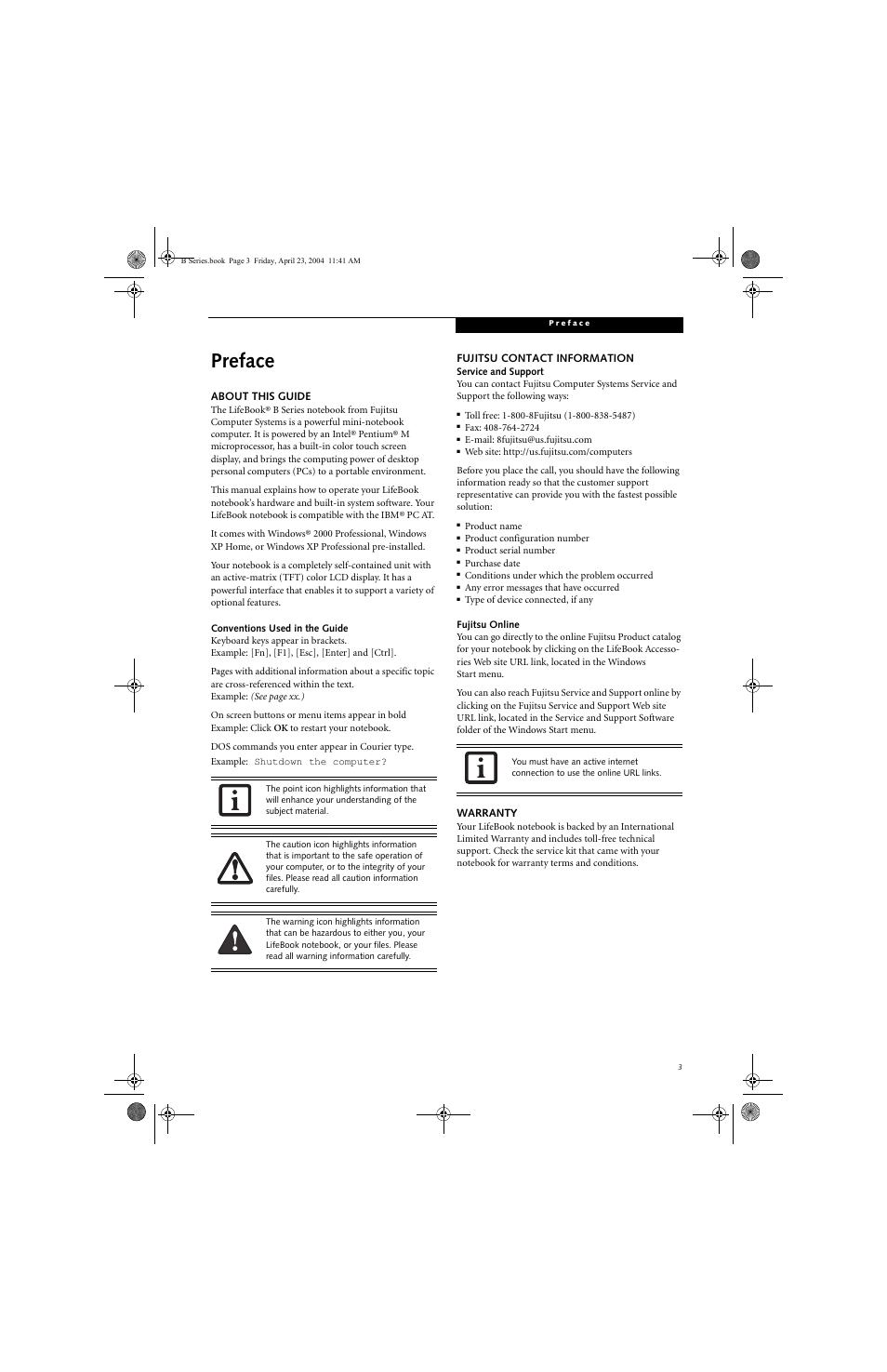 Preface | FUJITSU B3020D User Manual | Page 10 / 115