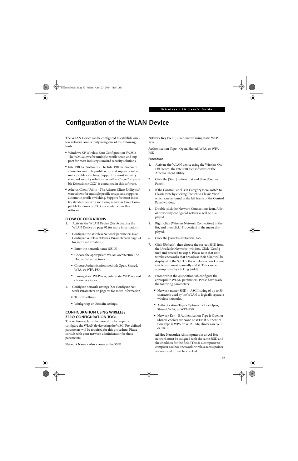 Configuration of the wlan device | FUJITSU B3020D User Manual | Page 100 / 115