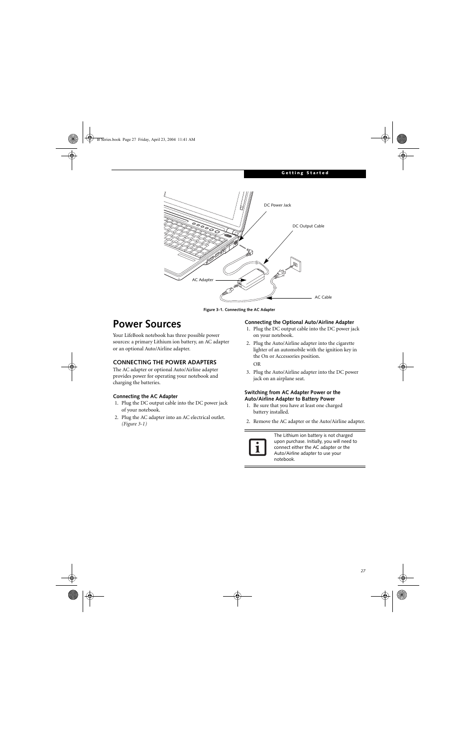 Power sources | FUJITSU B3020D User Manual | Page 34 / 115