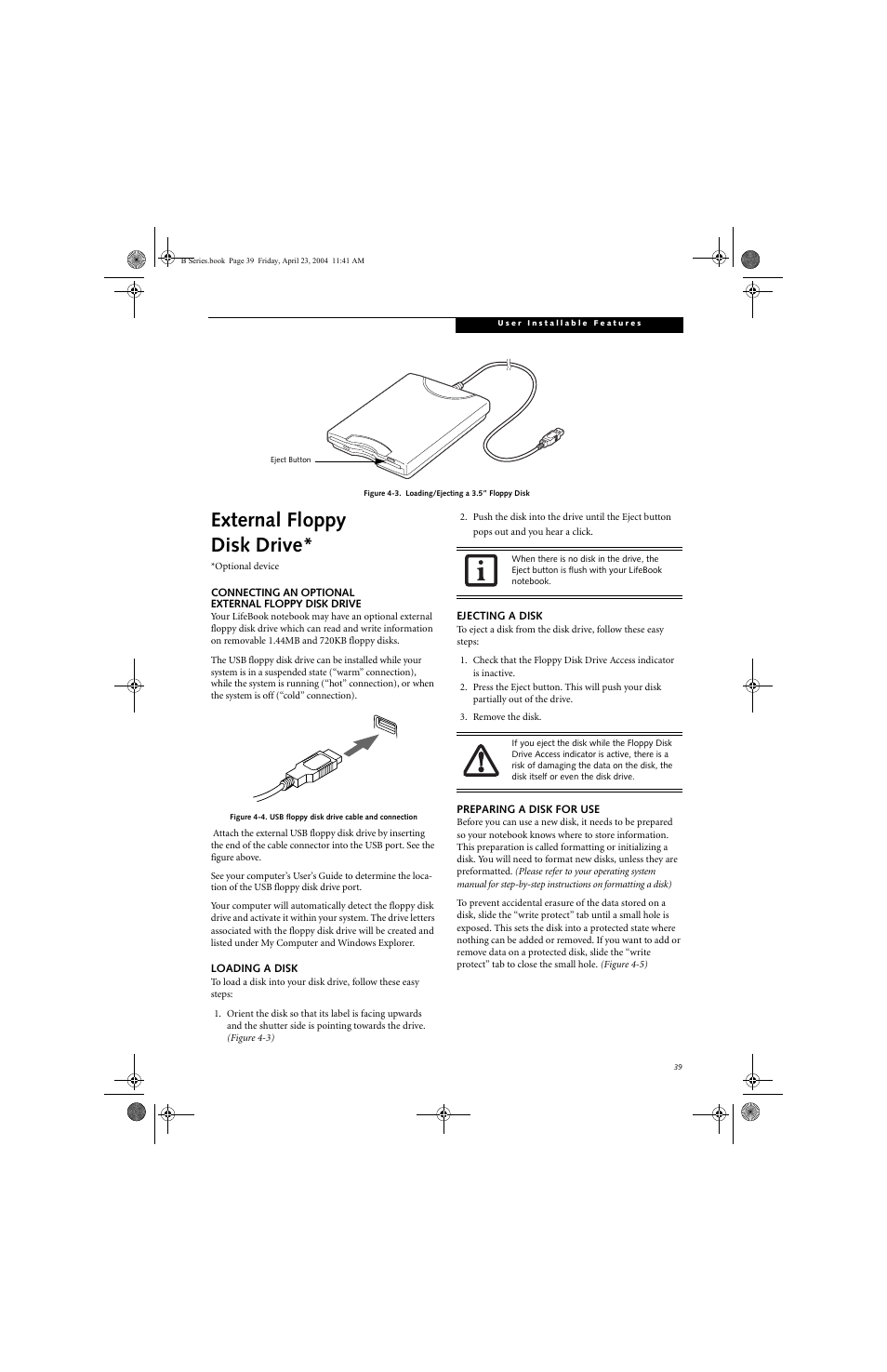 External floppy disk drive | FUJITSU B3020D User Manual | Page 46 / 115