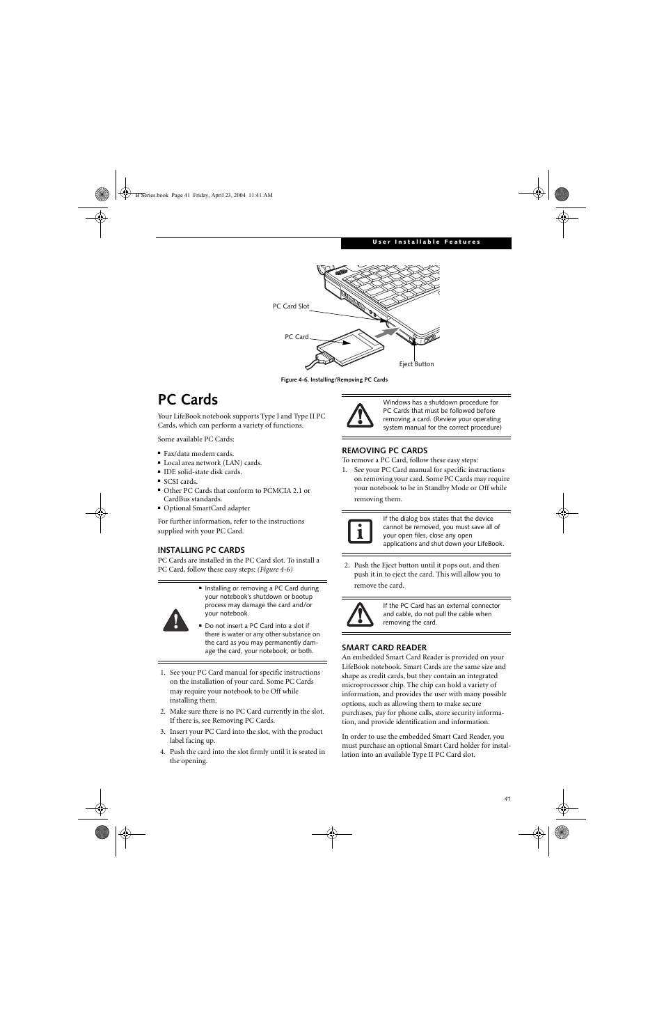 Pc cards | FUJITSU B3020D User Manual | Page 48 / 115