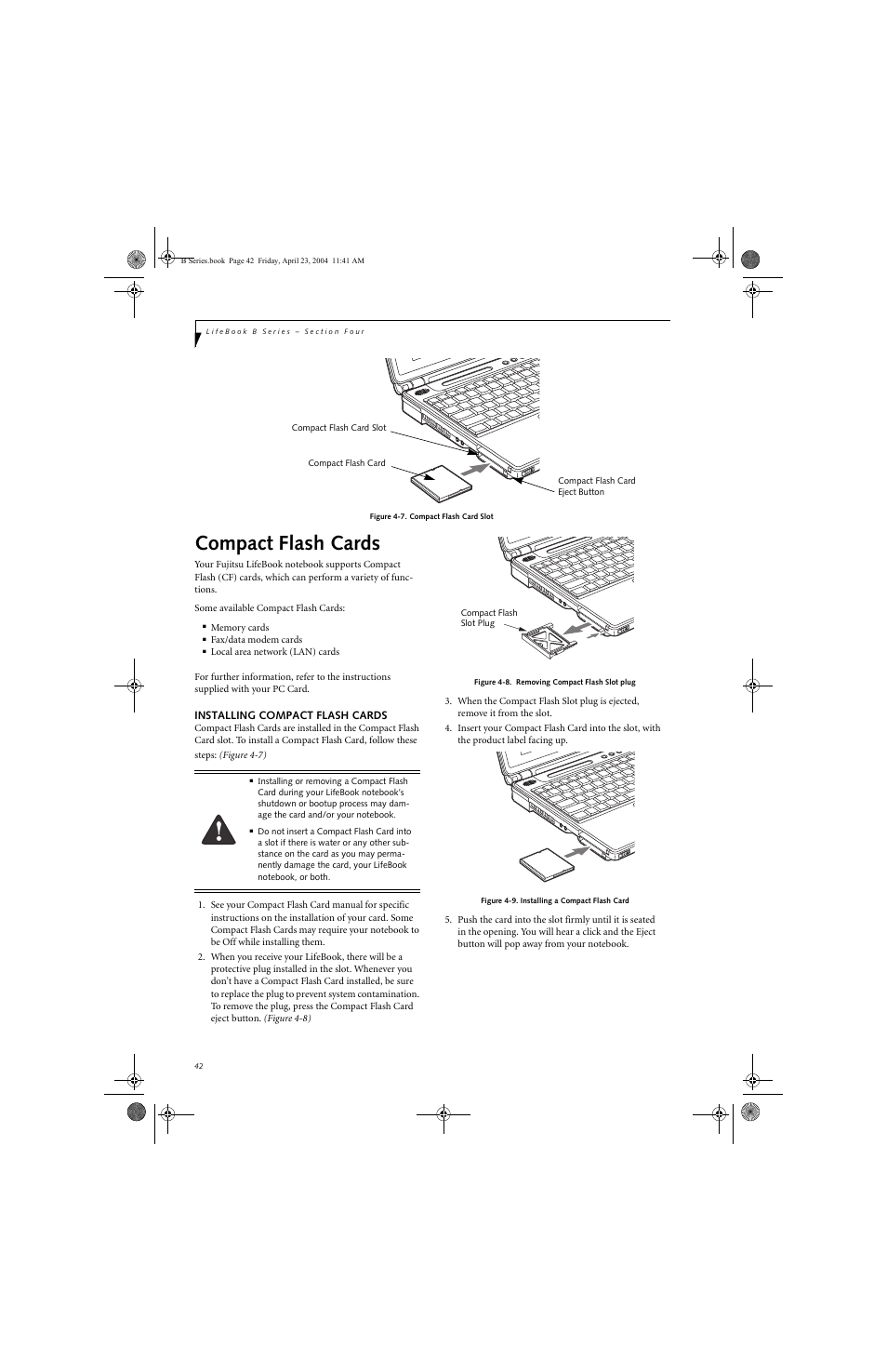 Compact flash cards | FUJITSU B3020D User Manual | Page 49 / 115