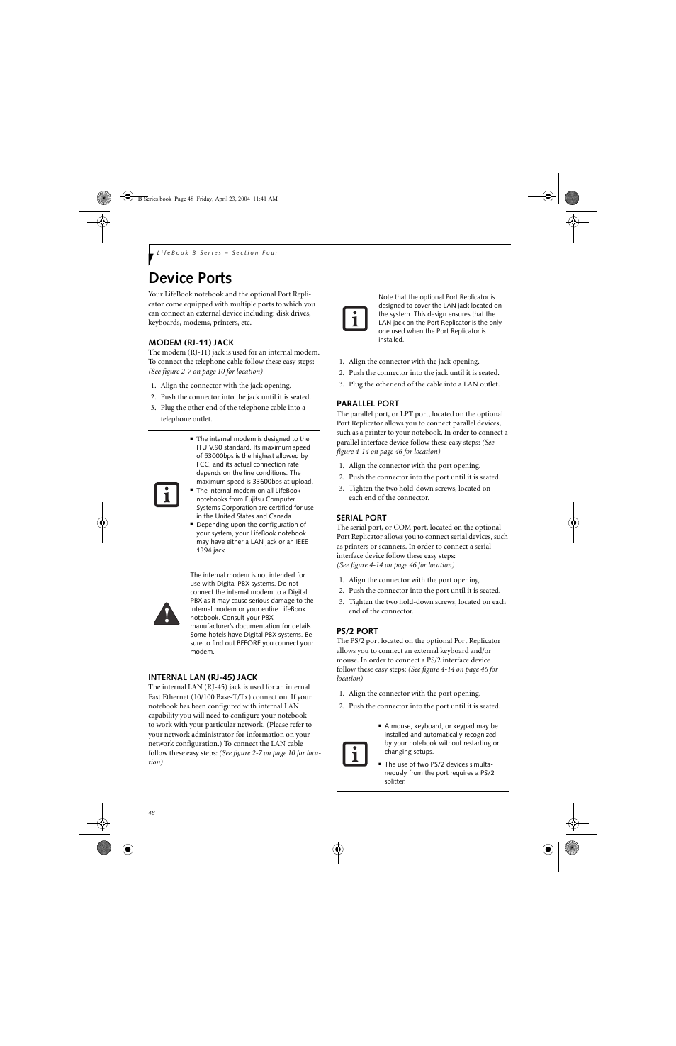 Device ports | FUJITSU B3020D User Manual | Page 55 / 115