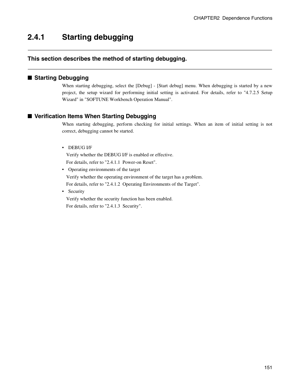 1 starting debugging, Starting debugging | FUJITSU CM71-00329-7E User Manual | Page 161 / 234