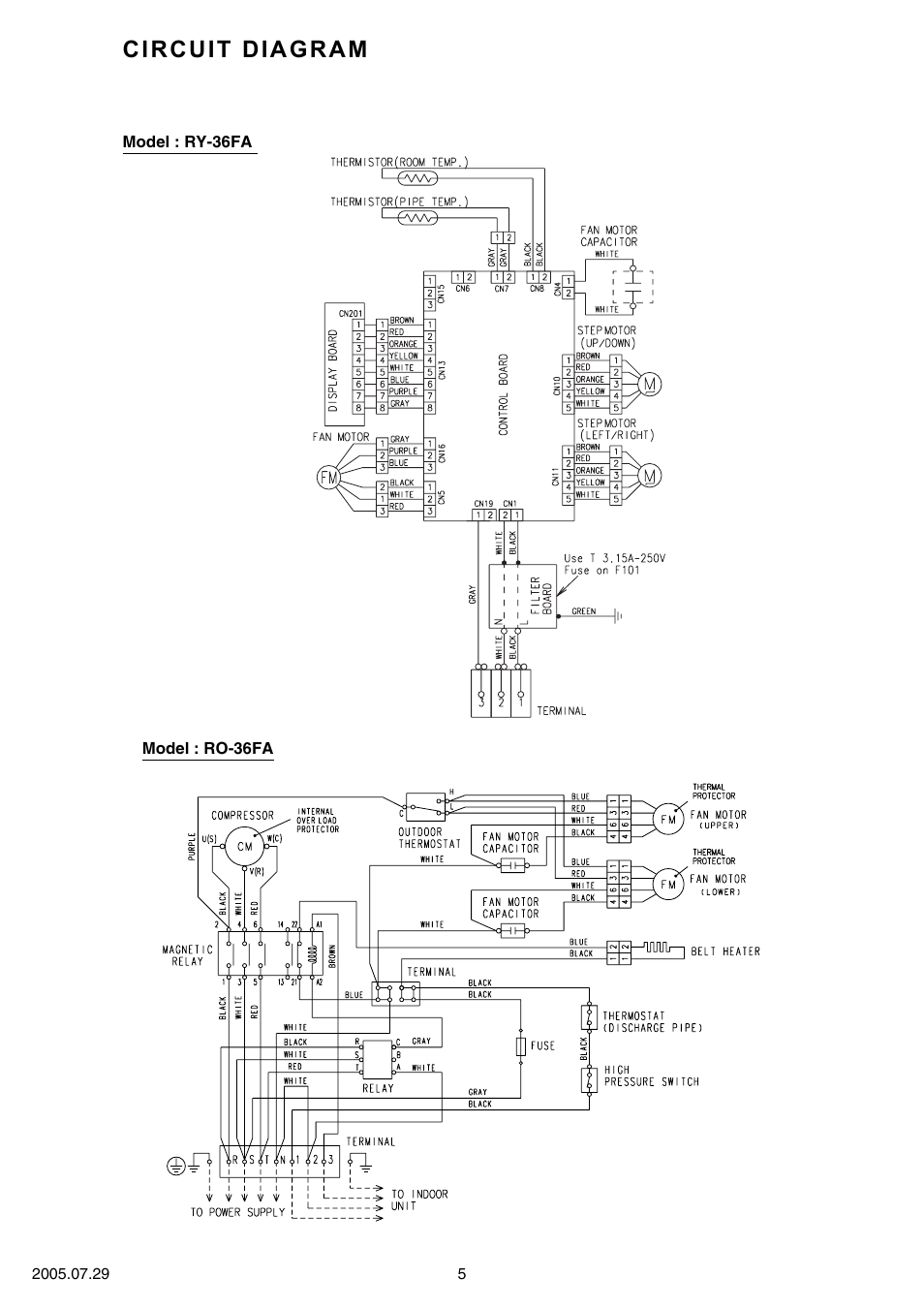Circuit diagram | FUJITSU RY-36UA User Manual | Page 6 / 27