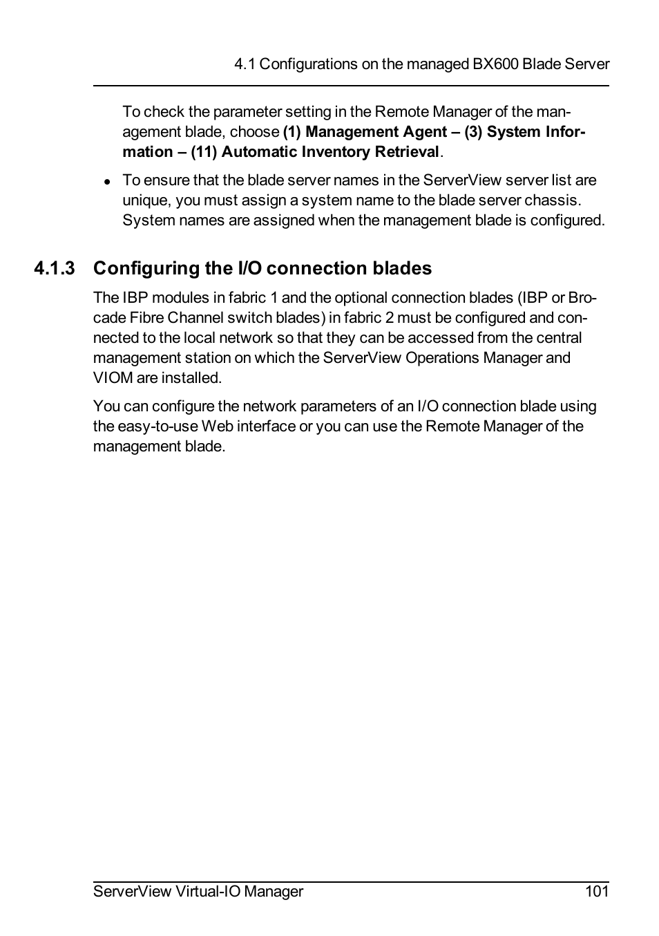 3 configuring the i/o connection blades, Configuring the i/o | FUJITSU ServerView Virtual-IO Manager V3.1 User Manual | Page 101 / 362
