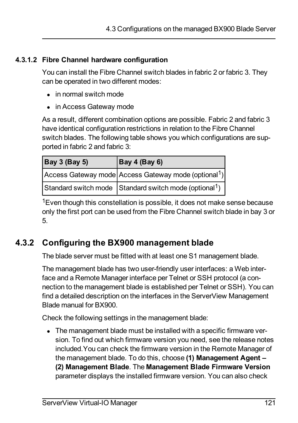 2 fibre channel hardware configuration, 2 configuring the bx900 management blade | FUJITSU ServerView Virtual-IO Manager V3.1 User Manual | Page 121 / 362