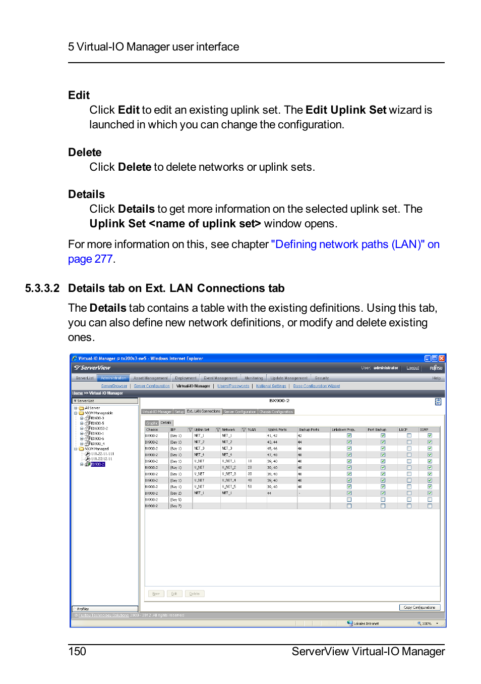 2 details tab on ext. lan connections tab | FUJITSU ServerView Virtual-IO Manager V3.1 User Manual | Page 150 / 362