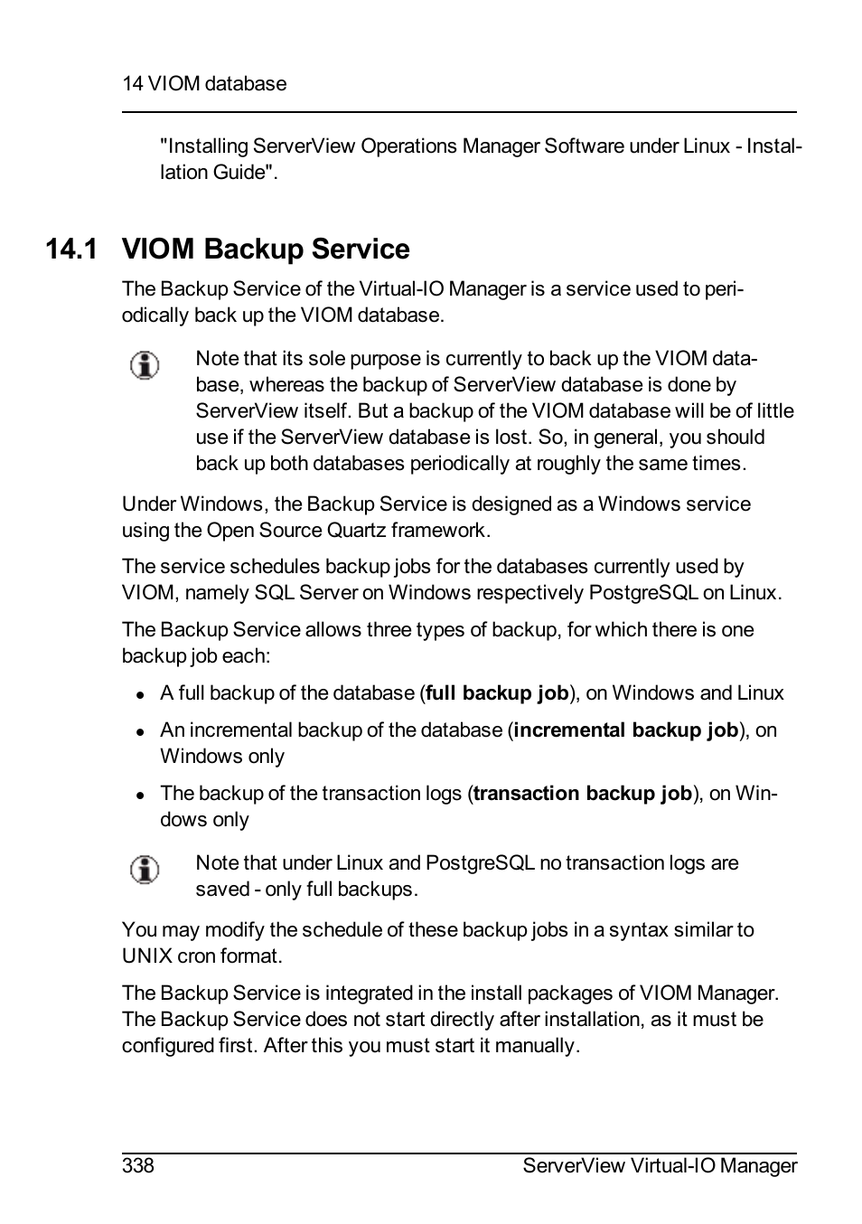 1 viom backup service, Viom backup serv | FUJITSU ServerView Virtual-IO Manager V3.1 User Manual | Page 338 / 362