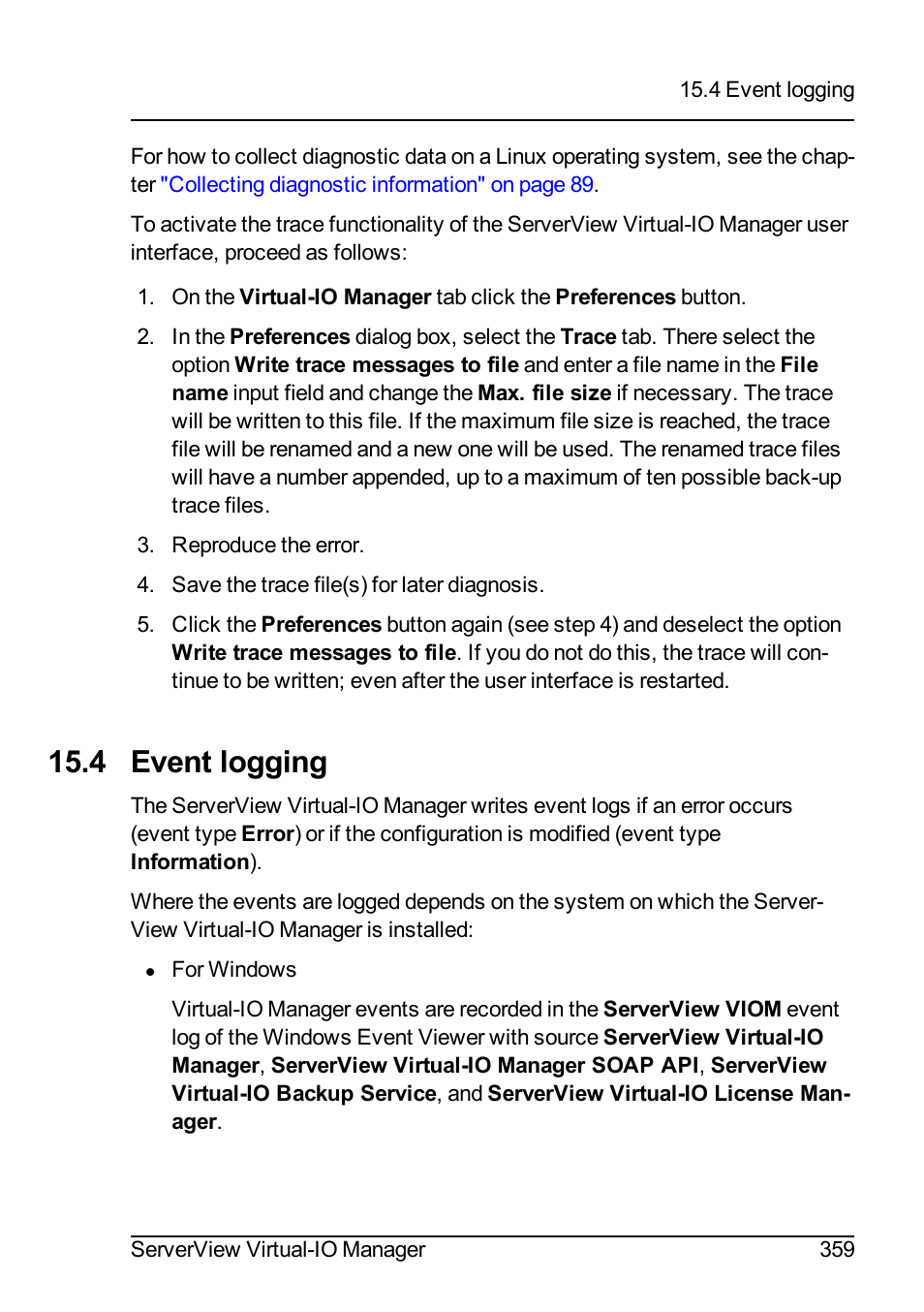4 event logging | FUJITSU ServerView Virtual-IO Manager V3.1 User Manual | Page 359 / 362