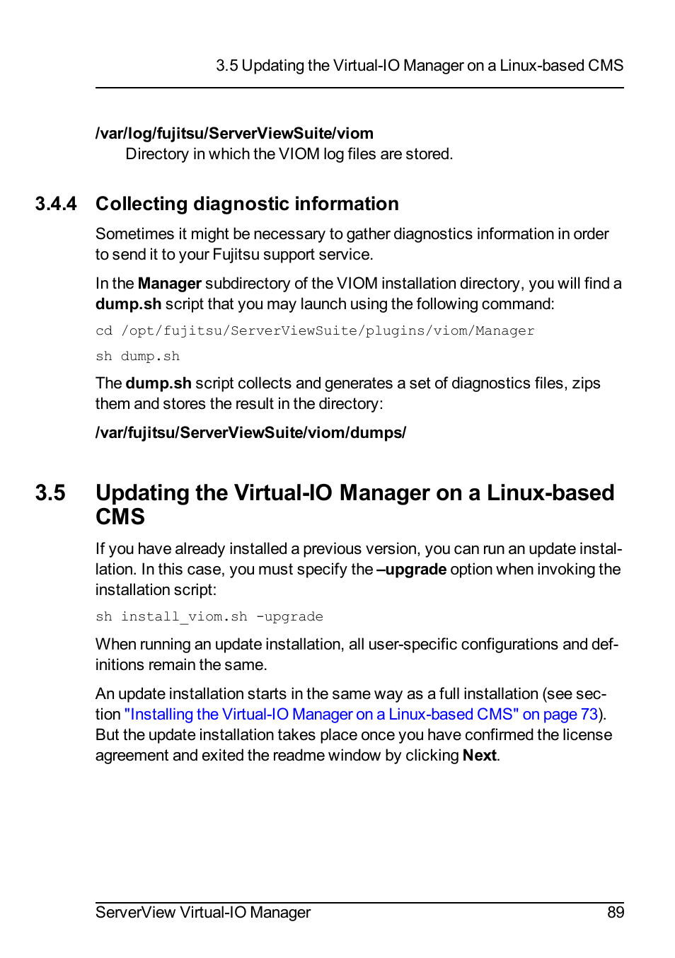 4 collecting diagnostic information | FUJITSU ServerView Virtual-IO Manager V3.1 User Manual | Page 89 / 362