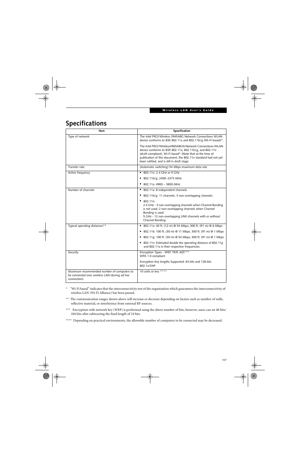 Specifications | FUJITSU T4220 User Manual | Page 117 / 136