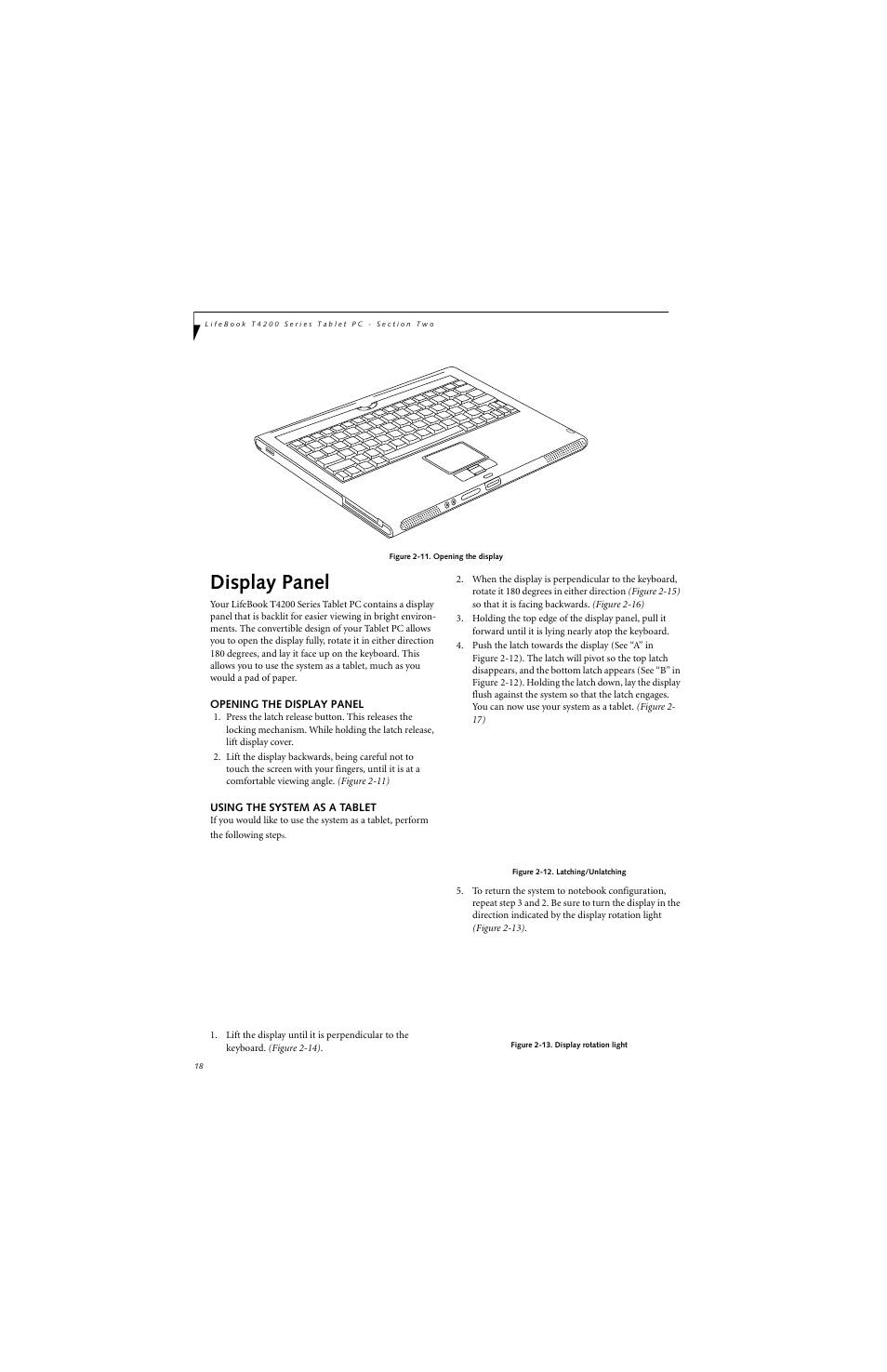 Display panel | FUJITSU T4220 User Manual | Page 26 / 136