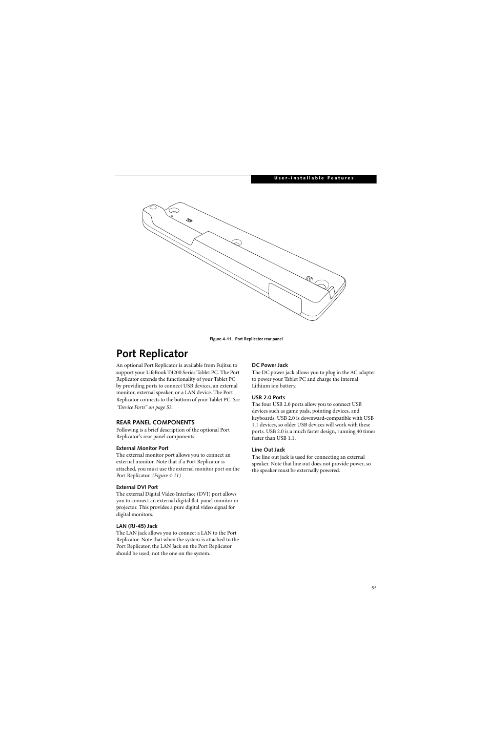 Port replicator | FUJITSU T4220 User Manual | Page 61 / 136