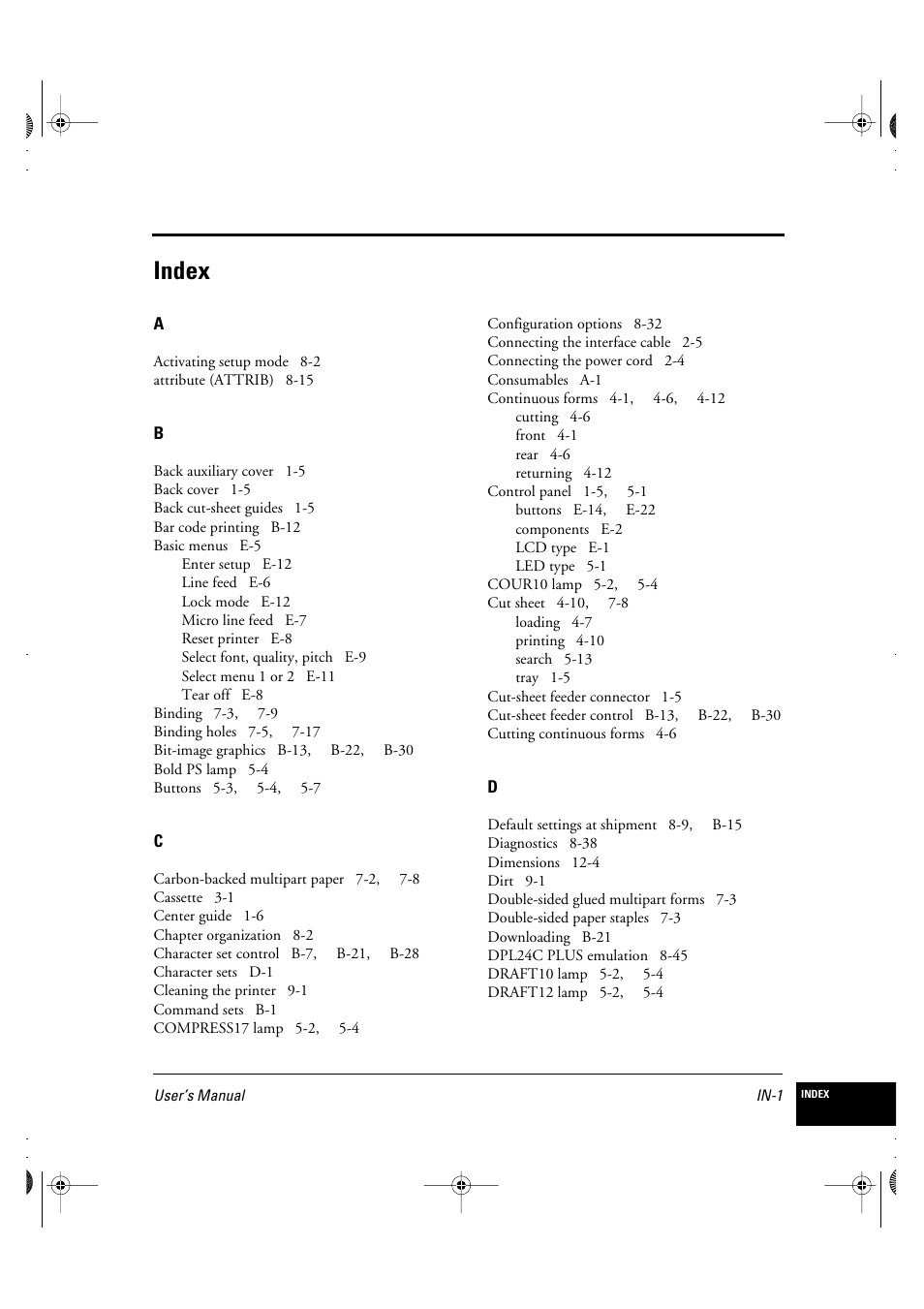 Index | FUJITSU DL6400 User Manual | Page 240 / 247