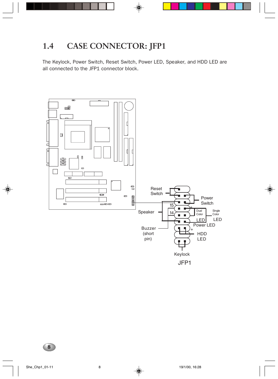 4 case connector: jfp1, Jfp1 | FUJITSU 2000 User Manual | Page 22 / 66
