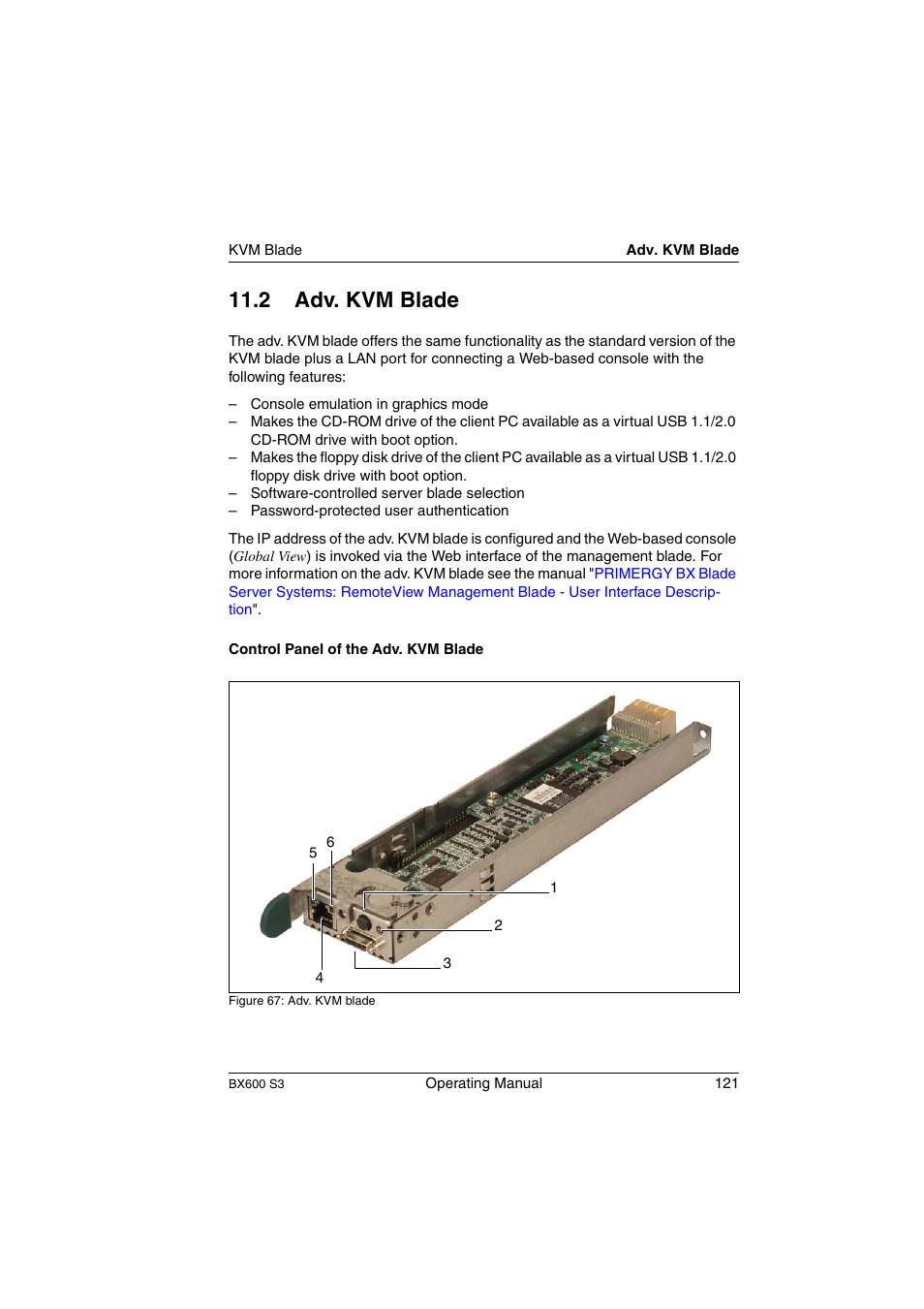 Adv. kvm blade, 2 adv. kvm blade | FUJITSU PRIMERGY BX600 S3 User Manual | Page 121 / 164