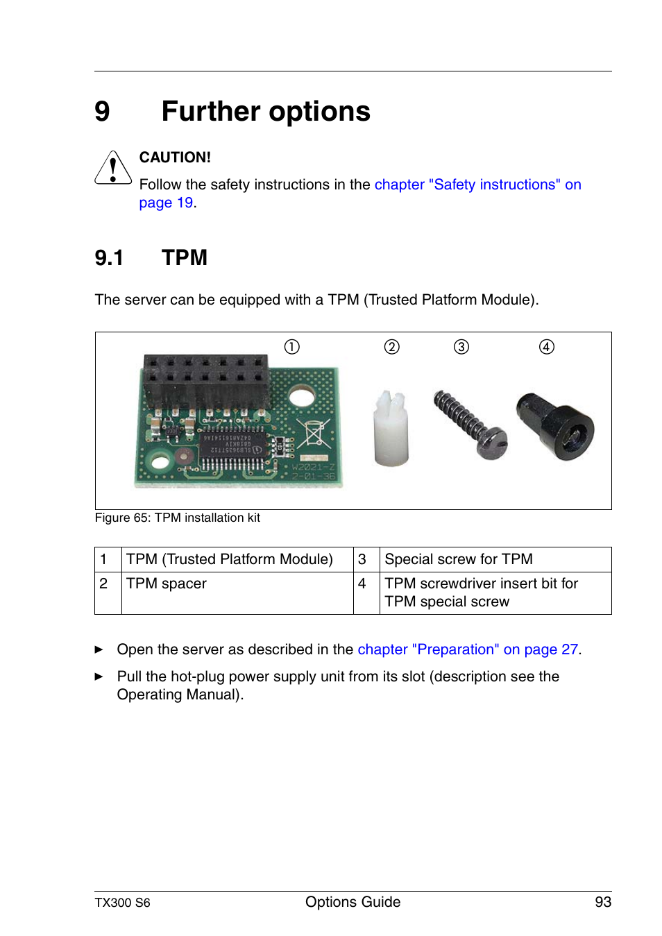 Further options, 9further options, 1 tpm | FUJITSU TX300 User Manual | Page 93 / 122