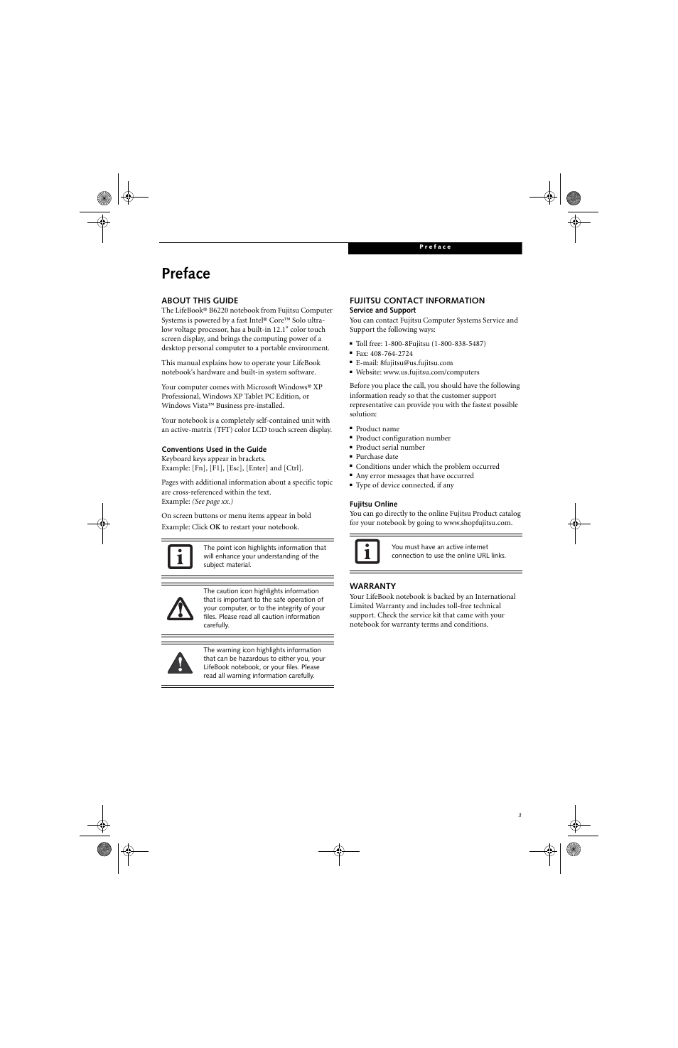 Preface | FUJITSU B6220 User Manual | Page 11 / 128