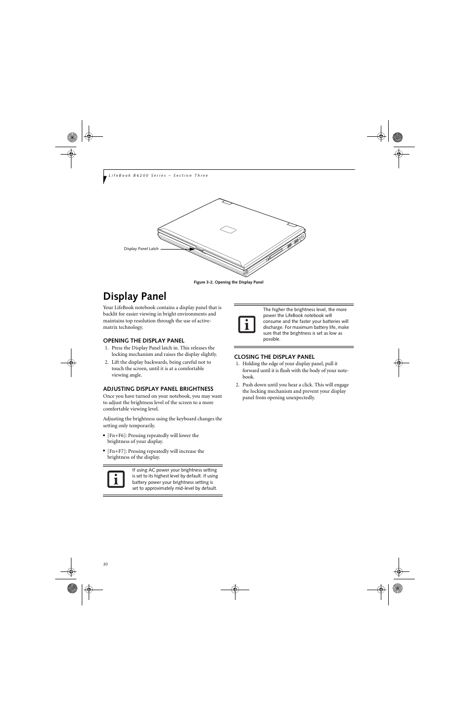 Display panel | FUJITSU B6220 User Manual | Page 38 / 128