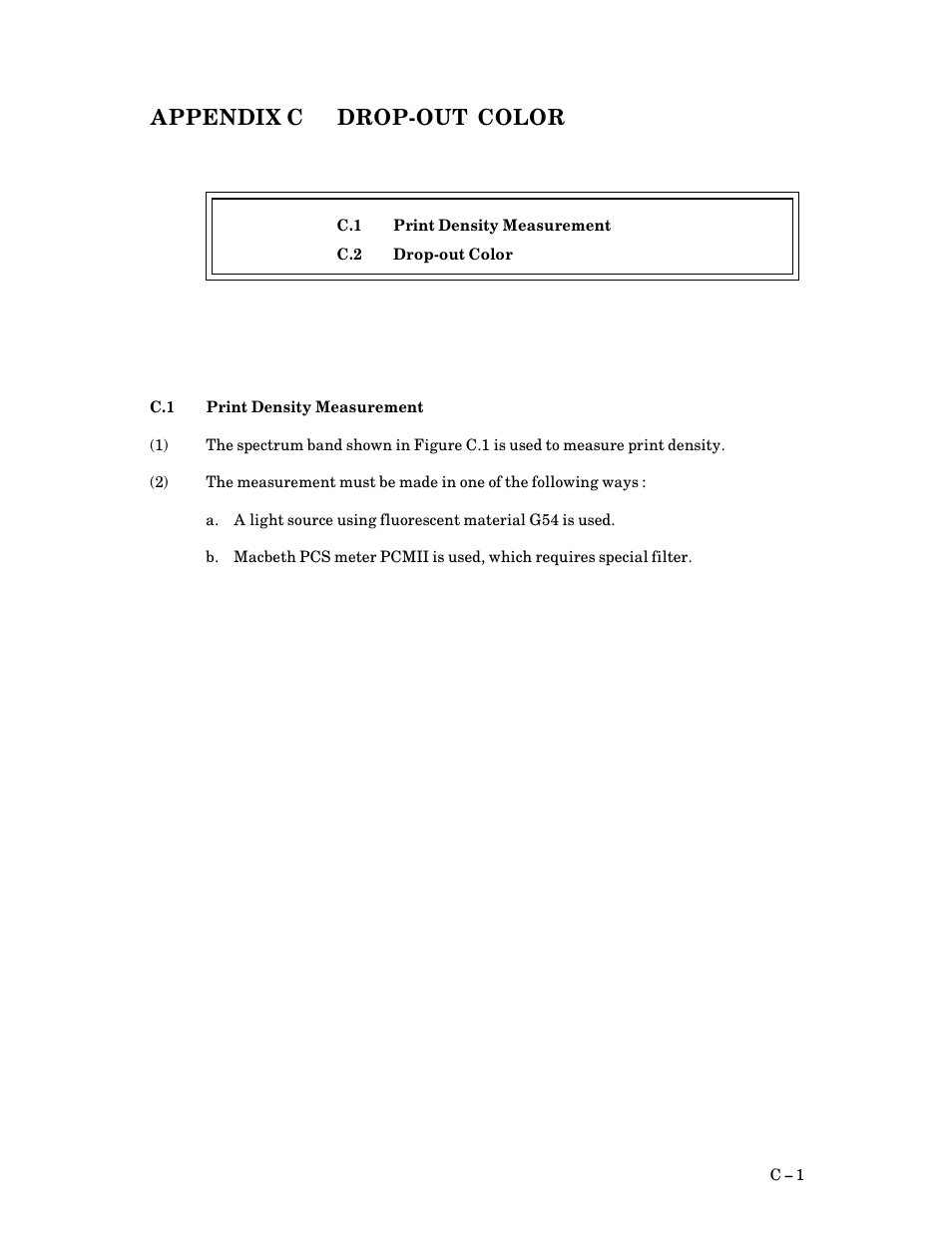Appendix c drop- out color, C.1 print density measurement, Appendix c drop>out color | C $ 1, Print density measurement | FUJITSU M3097G User Manual | Page 144 / 163