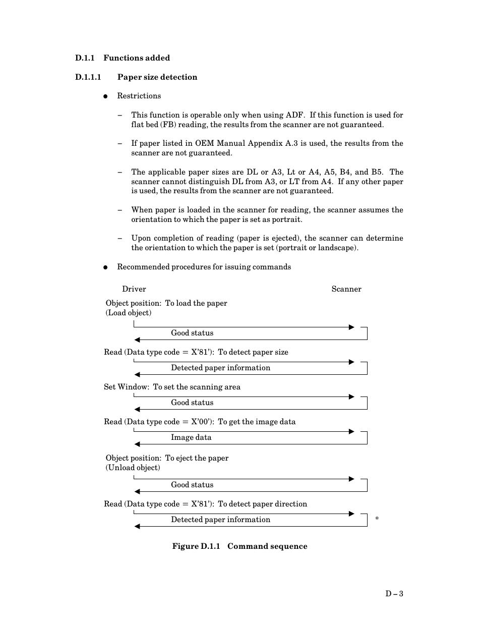 D.1.1 functions added, D.1.1.1 paper size detection, D.1.1 | Functions added, D $ 3 | FUJITSU M3097G User Manual | Page 148 / 163