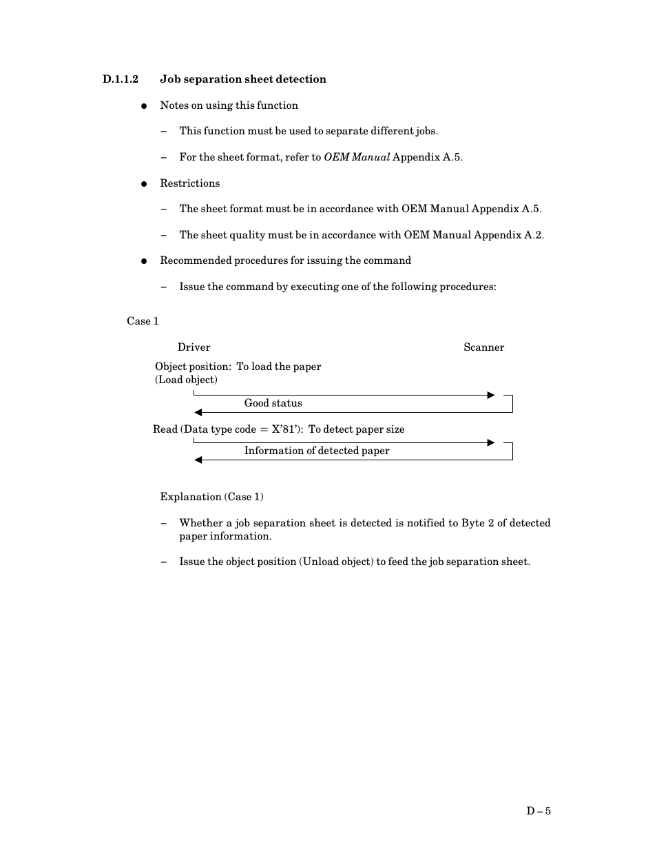 D.1.1.2 job separation sheet detection, D $ 5 | FUJITSU M3097G User Manual | Page 150 / 163