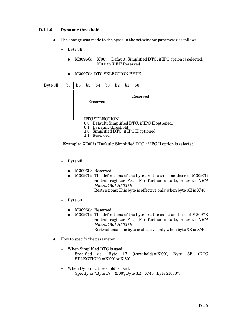 D.1.1.6 dynamic threshold, D $ 9 | FUJITSU M3097G User Manual | Page 154 / 163