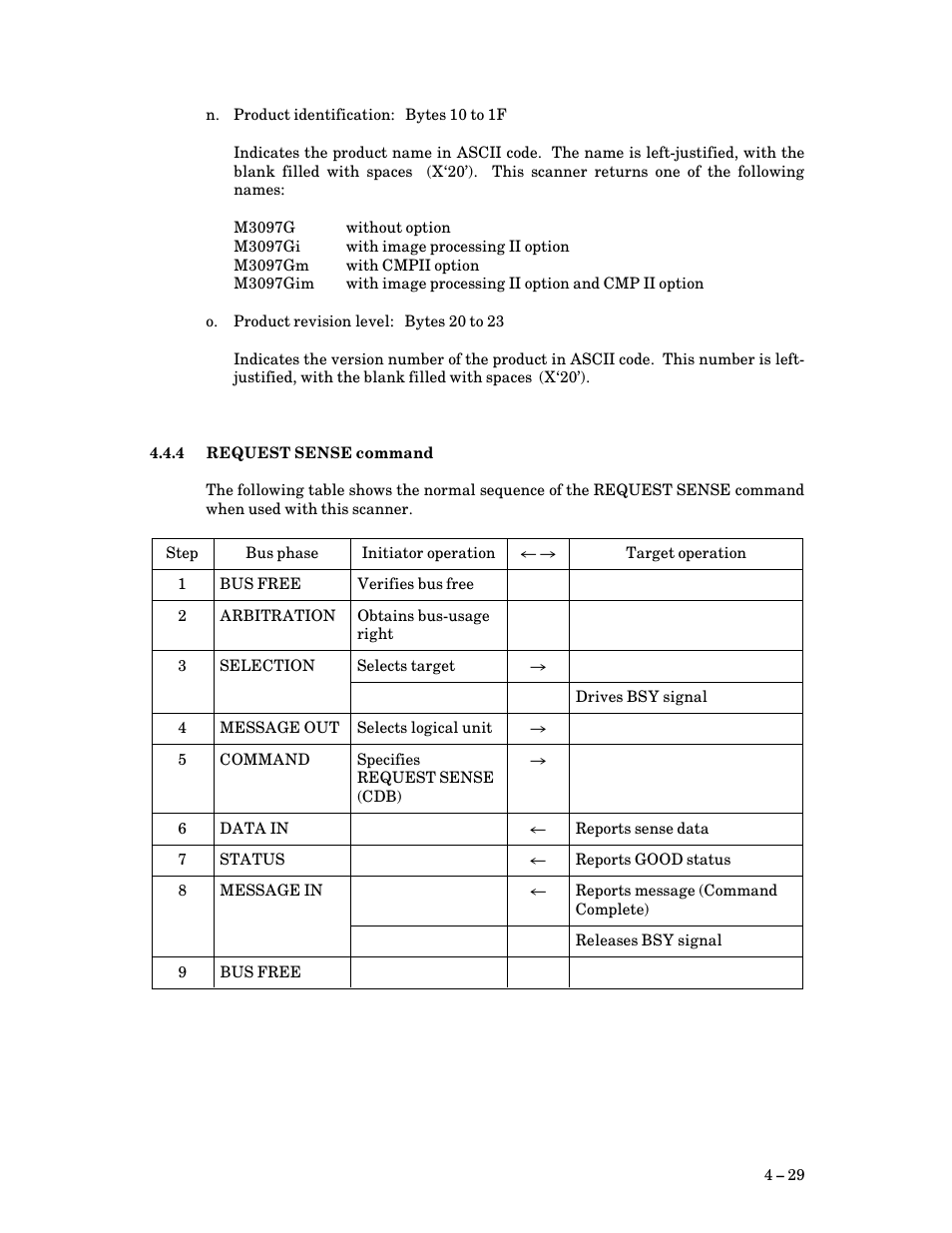 4 request sense command, Request sense command | FUJITSU M3097G User Manual | Page 54 / 163