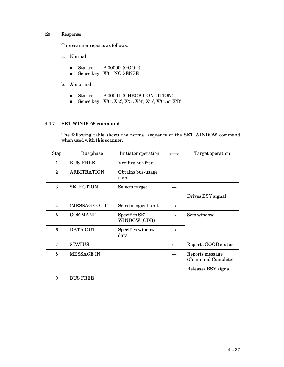 7 set window command, Set window command | FUJITSU M3097G User Manual | Page 62 / 163