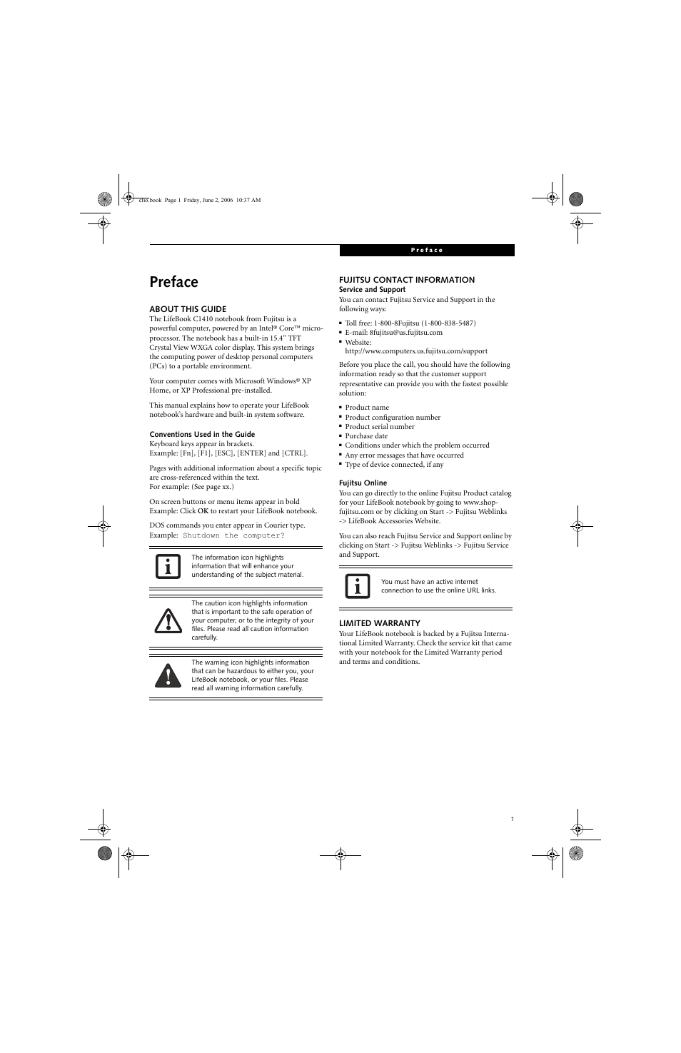 Preface | FUJITSU C1410 User Manual | Page 11 / 112