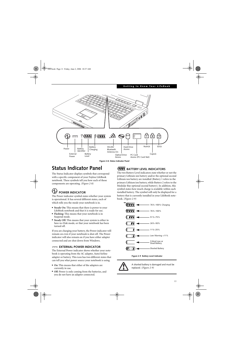 Status indicator panel | FUJITSU C1410 User Manual | Page 21 / 112