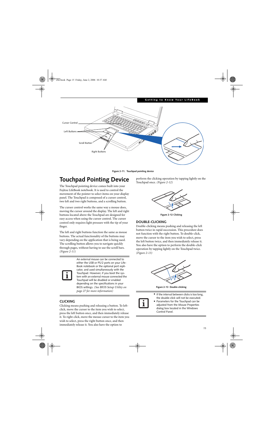 Touchpad pointing device | FUJITSU C1410 User Manual | Page 25 / 112