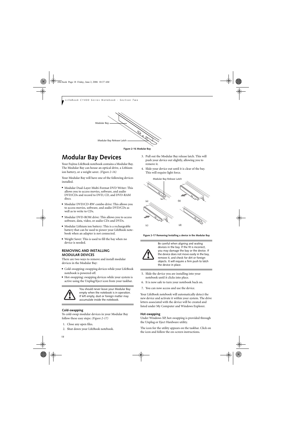 Modular bay devices | FUJITSU C1410 User Manual | Page 28 / 112