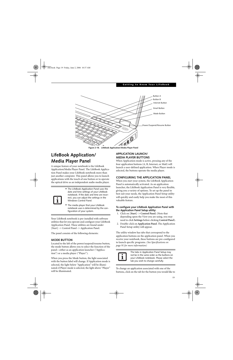 Lifebook application/ media player panel | FUJITSU C1410 User Manual | Page 29 / 112