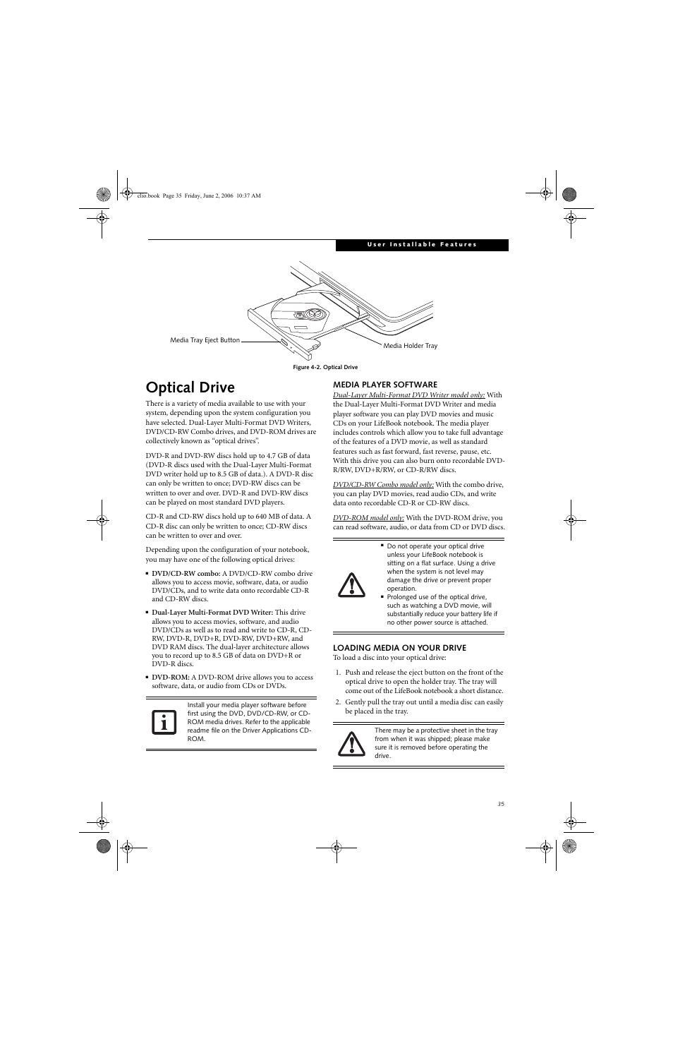 Optical drive | FUJITSU C1410 User Manual | Page 45 / 112