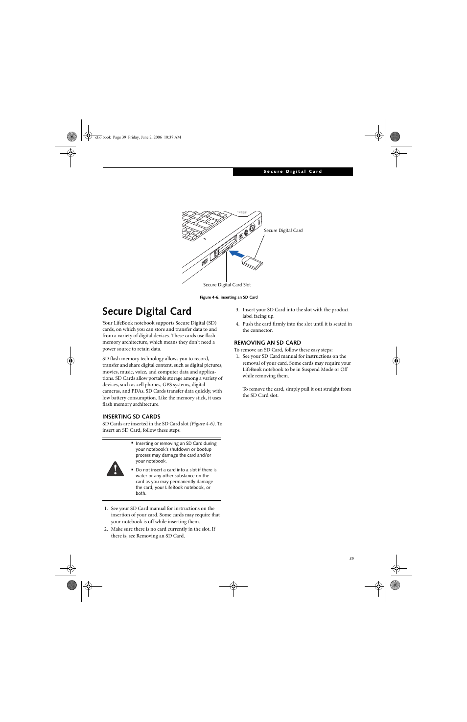 Secure digital card | FUJITSU C1410 User Manual | Page 49 / 112