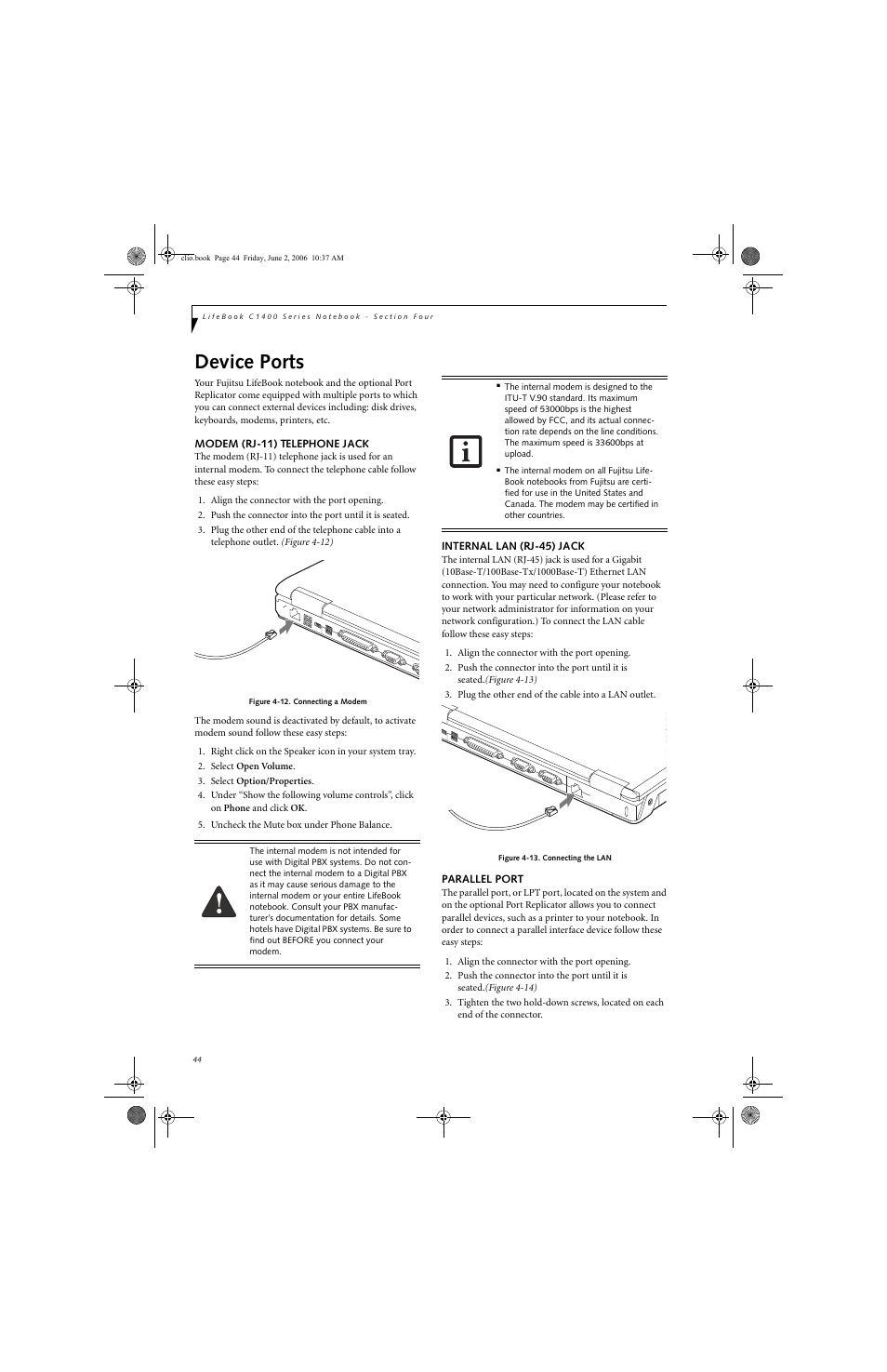 Device ports | FUJITSU C1410 User Manual | Page 54 / 112