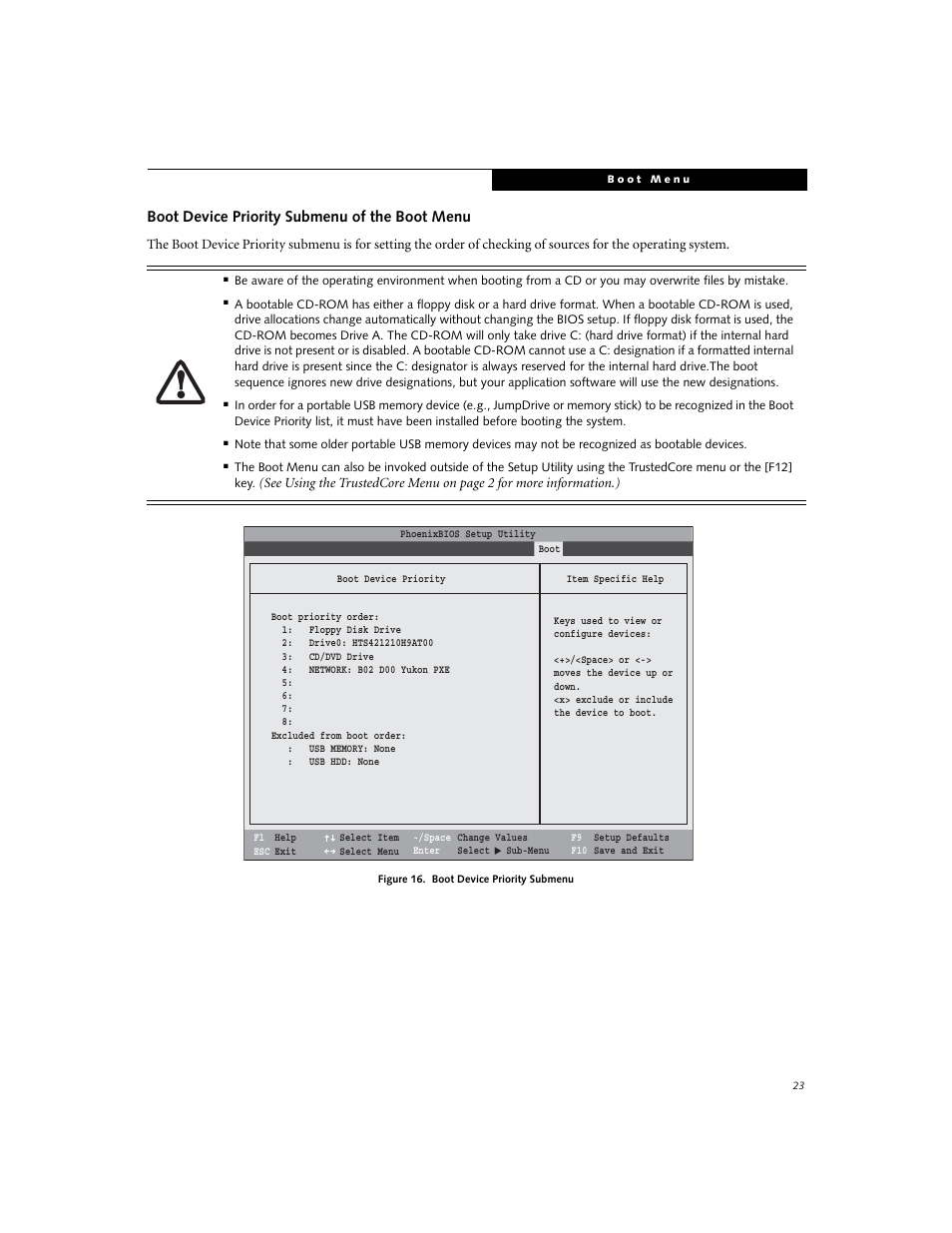 Boot device priority submenu of the boot menu | FUJITSU A6010 User Manual | Page 23 / 26