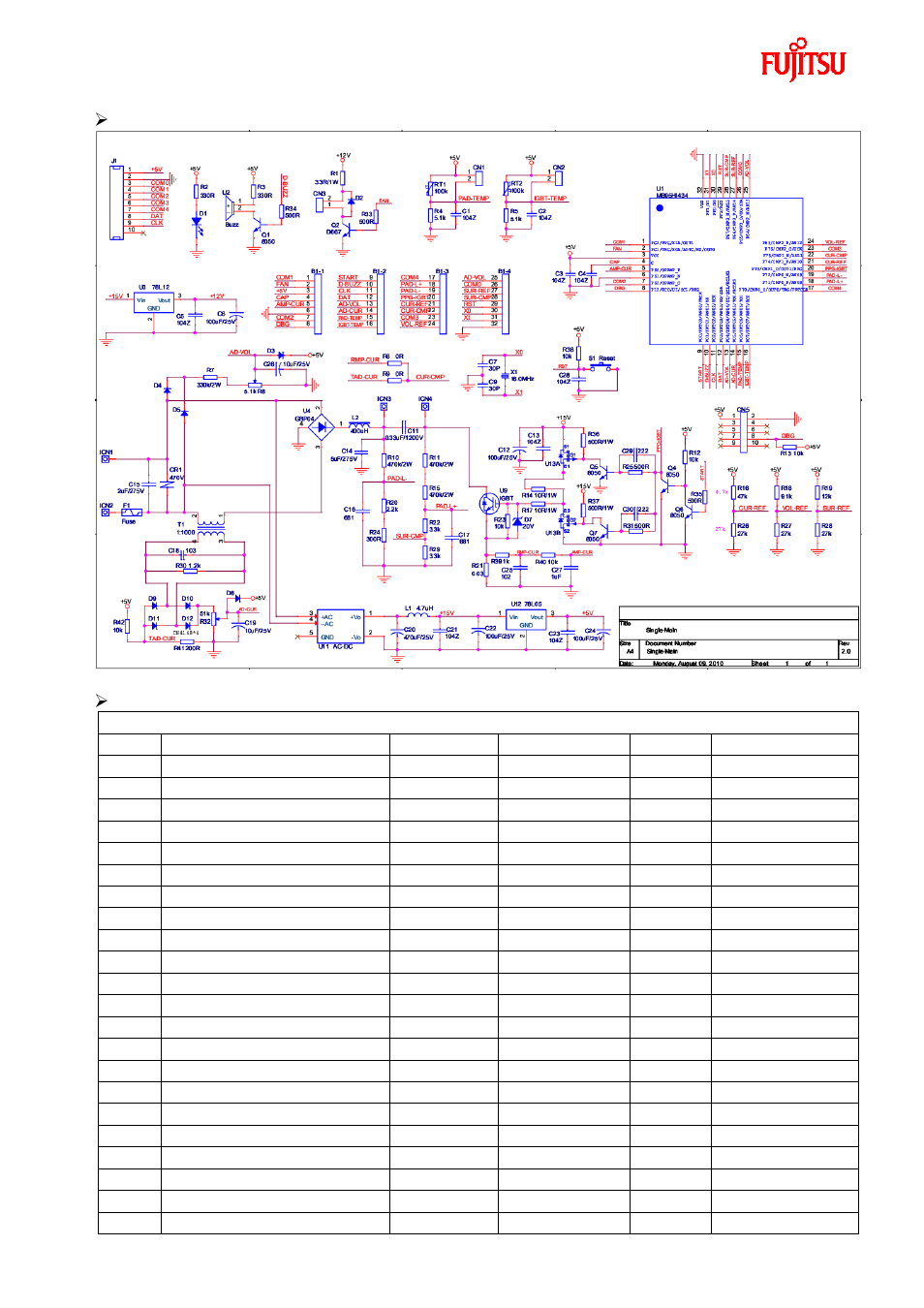 Main board sch and bom-list | FUJITSU FMC-8FX FAMILY MB95F430 User Manual | Page 17 / 18